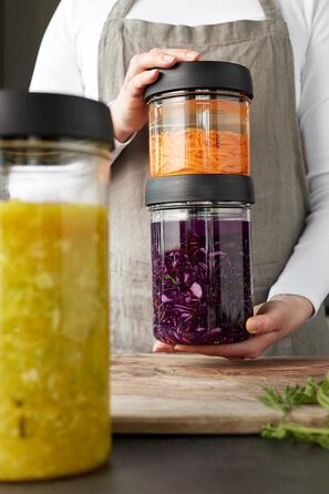 Банка для бродіння GEFU NATIVO 1 літр, включаючи вагу, банка для бродіння з вагою та кришкою, прозора, для маринування, бродіння 1 літр (без товкача та щипців)