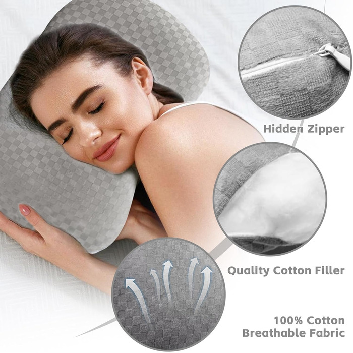 Подушки для пірсингу вушних отворів, подушка для пірсингу з отвором, подушка для пірсингу, подушка для вушного отвору, подушка для вух для сну, подушка для шиї для тих, хто спить на боці, для полегшення болю у вухах (сіра)