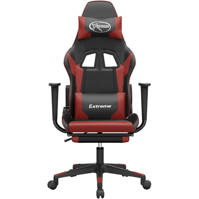 Ігрове крісло з підставкою для ніг, чорна та бордова штучна шкіра, офісне крісло, ігрове крісло, ігрове крісло, обертове крісло, стілець для столу - 3143706