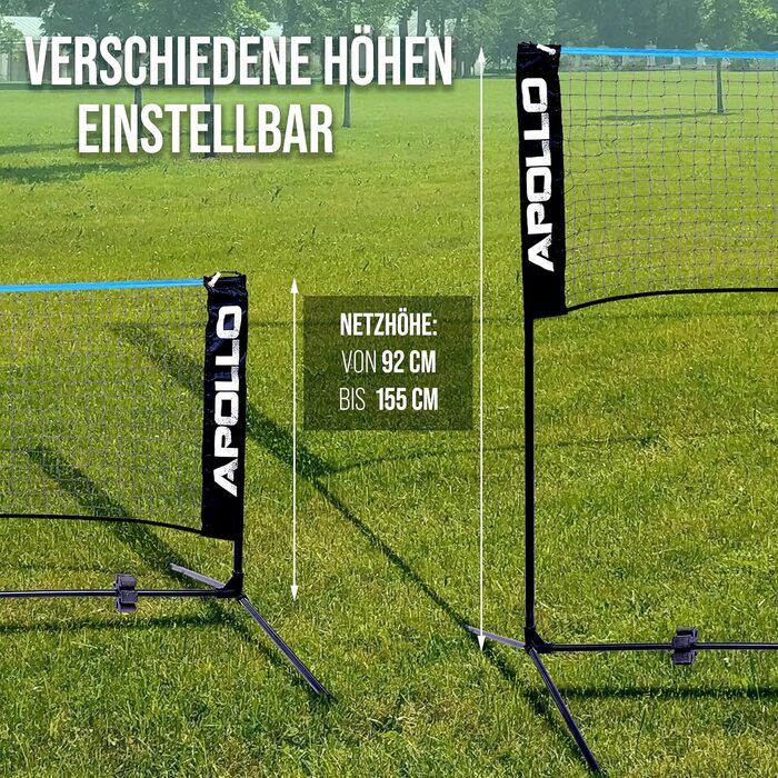 Сітка для бадмінтону Apollo, волейбольна сітка 300 см 400 см 500 см Сітка для волана, регульована по висоті у 3 напрямках, комплект включає сітку, 3 волани, міцну залізну раму, сумку для перенесення, для використання в приміщенні та на вулиці, 300 см, син