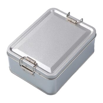 Металева коробка для зберігання прямокутна банка з білого металу з надійною кришкою, герметичні багатоцільові контейнери для кави, чаю, прикрас, цукерок, шоколаду для кухні, комори, сріблястого кольору