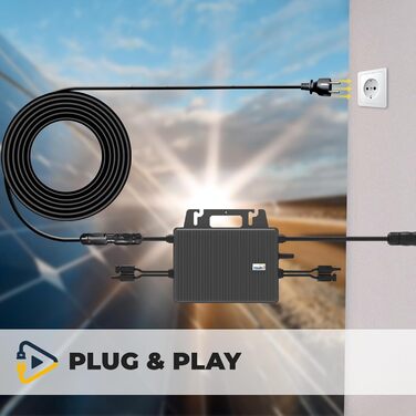 Балконна електростанція SUNNIVA 850 Вт, комплект розеток 800 Вт - інвертор TSUN 800 Вт - комплект фотоелектричної сонячної системи - 2 сонячні панелі по 425 Вт - вкл. кабель 5 м - Bluetooth WIFI 850/800 Вт