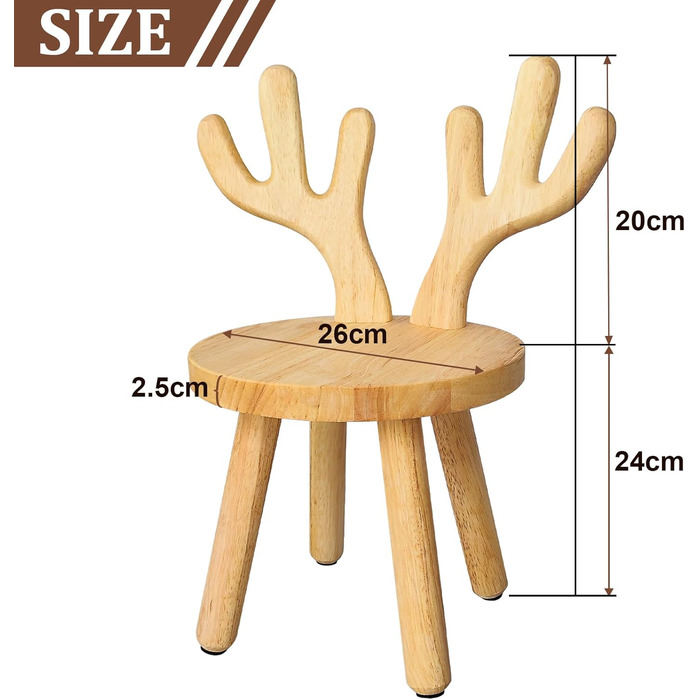 Дерев'яний стілець Yier MEI зі спинкою для дітей висота сидіння 24 см, маленький табурет, дерев'яний стілець для малюків, дитячі м