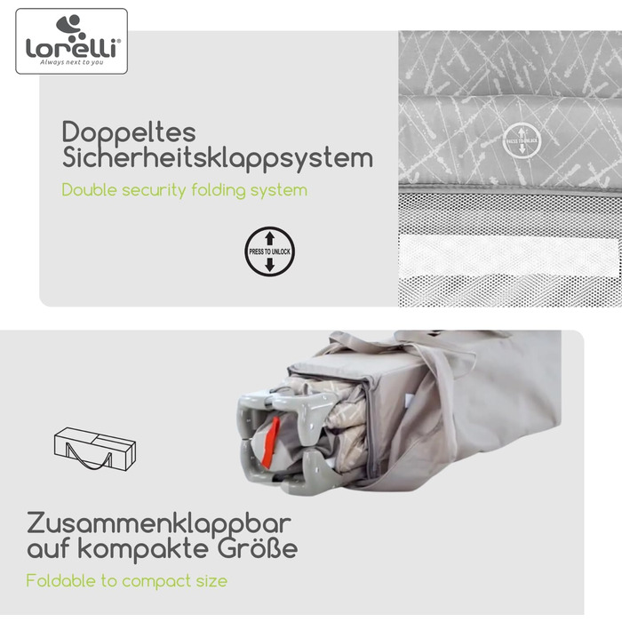 Дитяче ліжечко Lorelli Baby Travel Cot, дитяче ліжечко та манеж 2 в 1 Torino з боковим входом, ліжечко від народження до 15 кг, складне, включаючи сумку для перенесення, зелене