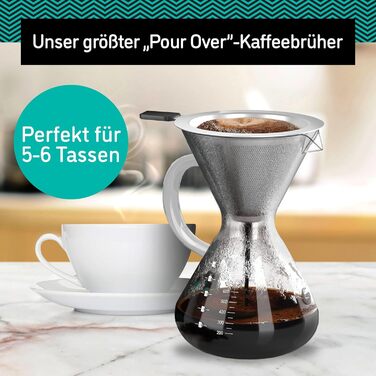 Кавоварка Gator (800 мл) - Кавоварка для фільтрованої кави - Скляний кавник з фільтром з нержавіючої сталі - кавовий аксесуар на 5-6 чашок, безбарвний 800мл