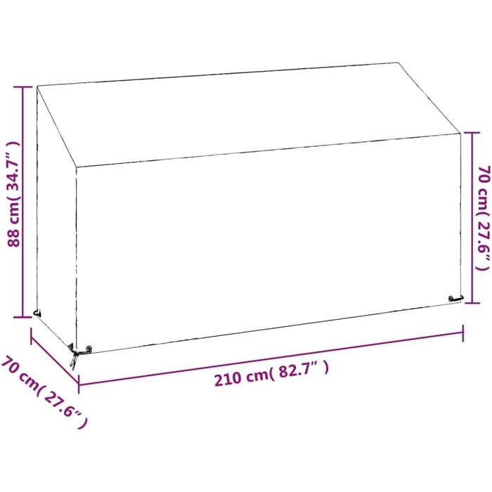 Чохол для садової лавки 12 люверсів 210x70x70/88 см поліетилен, захисний чохол, чохол для садових меблів, чохол для садової лавки, чохол для балконних меблів, чохол для шезлонга319341