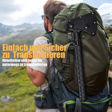 Золотий Птах Axt Survival 9-в-1 Набір для виживання та кемпінгу, гострий туристичний сокира-мультитул з молотком, піхвами, свистком та компасом (41 см)