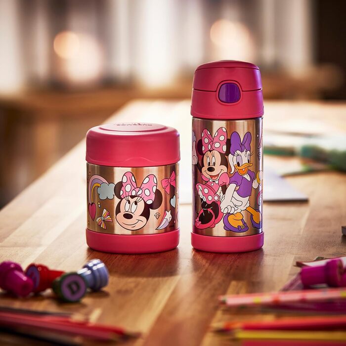 Термос дитячий FUNTAINER для їжі 300 мл, Disney Мінні Маус нержавіюча сталь, абсолютно герметичний, зберігає їжу гарячою до 5 годин та холодною до 7 годин, без BPA, ідеально підходить для школи та дитячого садка