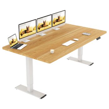 Письмовий стіл з регульованою висотою 18080 см Електричний стіл для роботи стоячи з подвійним двигуном, надзвичайно стабільною рамою та функцією пам&39яті (білийклен) 180 x 80 см клен