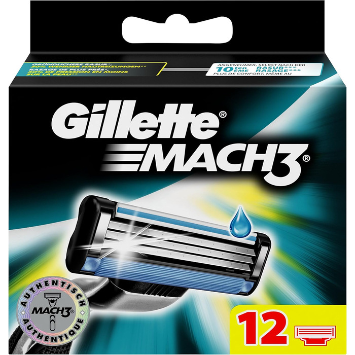 Зняті з виробництва леза для бритви Gillette Mach3 для чоловіків 12 шт.