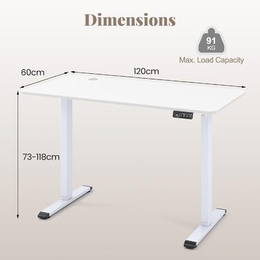Електричний стіл LIFEZEAL для роботи сидячи та стоячи, регульований по висоті, з тримачем для навушників та органайзером для кабелів, ергономічний стіл з функцією пам&39яті для домашнього офісу, білий