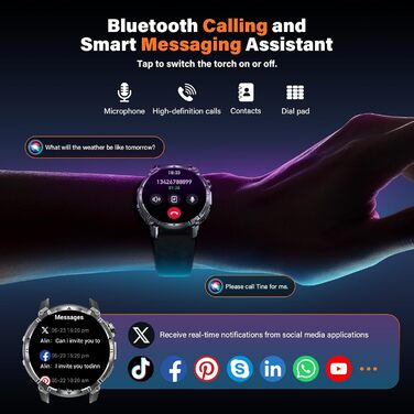 Чоловічий смарт-годинник із функцією телефону, 1,7-дюймовий сенсорний екран, підсвічування, 100 днів у режимі очікування, понад 120 спортивних режимів, пульс, SpO2, монітор сну, водонепроникність IP68, фітнес-трекер, сумісний з Android/iOS (сталевий ремін