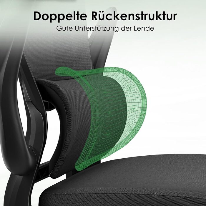Ергономічне офісне крісло Farini, комп&39ютерне крісло з колесами, письмове крісло для комфортного домашнього офісу, крісло керівника з регульованою висотою та підголівником, чисто чорне