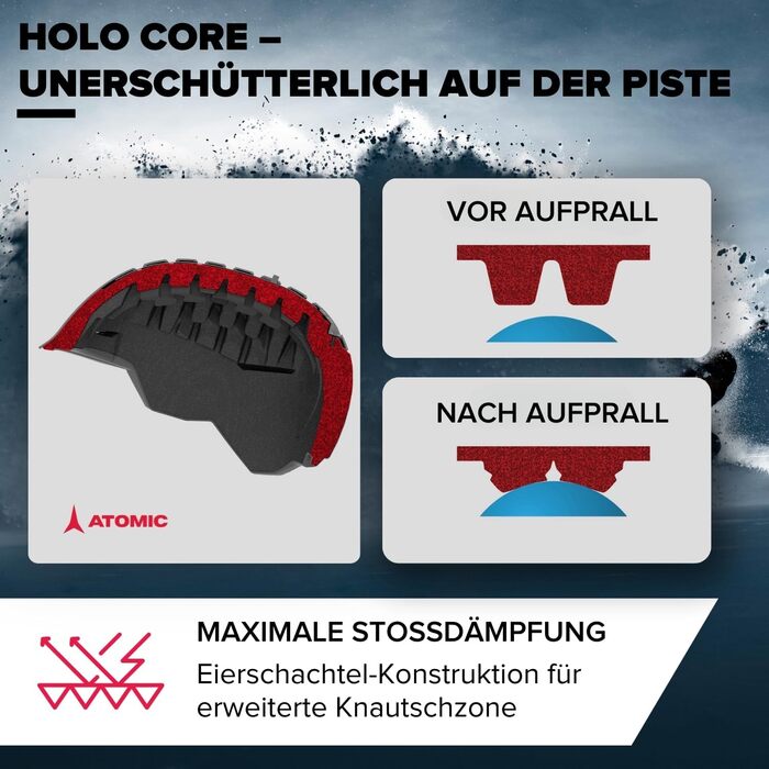 Лижний шолом Atomic REVENT LITE - Шолом для сноуборду та лиж із системою 360 Fit та активною системою вентиляції Aircon - Holo Core для максимальної амортизації Чорний 55-59