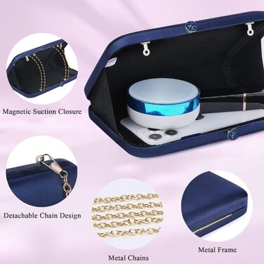 Жіноча вечірня сумка-клатч BAIGIO Елегантна сумочка-ланцюжок з підвіскою-китицею для весілля А-синього кольору