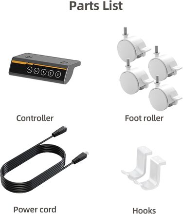 Каркас столу Claiks з регульованою висотою та колесами, електричний каркас столу з 3 функціями пам&39яті, каркас столу з потужним двигуном, білий, Т-подібний, білий