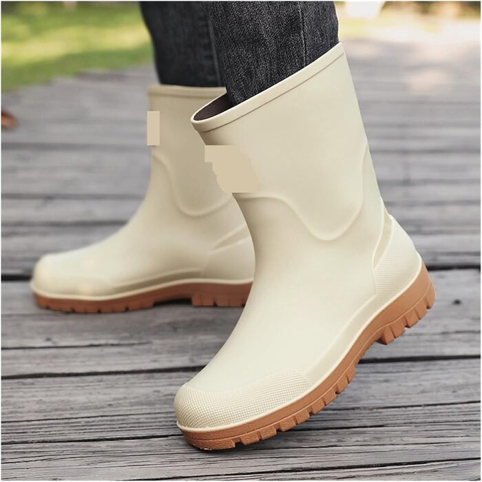 Чоловічі високі гумові чоботи, водонепроникне чоловіче взуття, гумові чоботи для активного відпочинку на природі, чоловічі повсякденні чоботи, бежеві, розмір ЄС 44