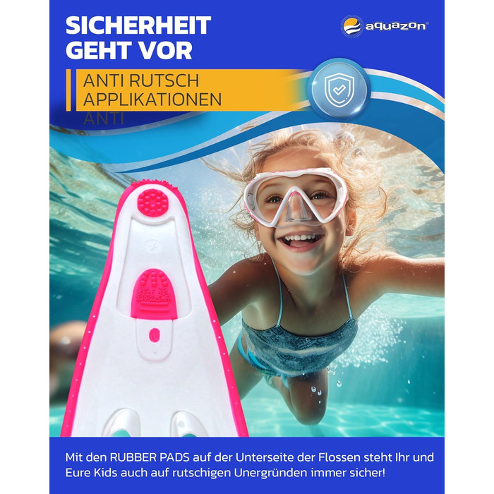 Ласти Aquazon Flipper, ласти для снорклінгу, ласти для дайвінгу, ласти для плавання для дітей, підлітків, дорослих для снорклінгу, плавання в модних рожево-білих кольорах 27-30