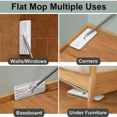 Набір швабри та відра з віджиманням для дому, система плоскої швабри та відра, швабри для миття підлоги та стін, з 3 багаторазовим