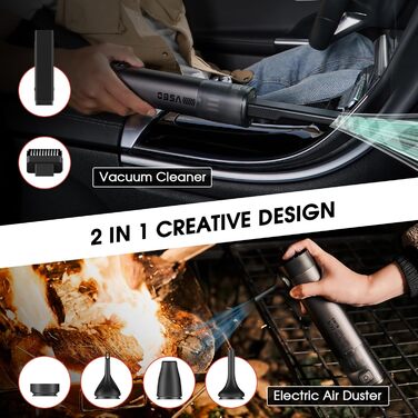 Автомобільний пилосос VSGO, електричний очищувач повітря з потужністю всмоктування 17000 Па, портативний міні-пилосос 5-в-1, час р