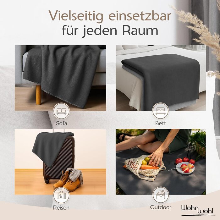 Затишна ковдра (150x200 см) М&39яке покривало Ковдра для дивана Ковдра для вітальні Ковдра для сну Бавовняна ковдра, сертифікована Oeko-Tex Оксамитова м&39яка ковдра Колір Темно-сірий/Світло-сірий