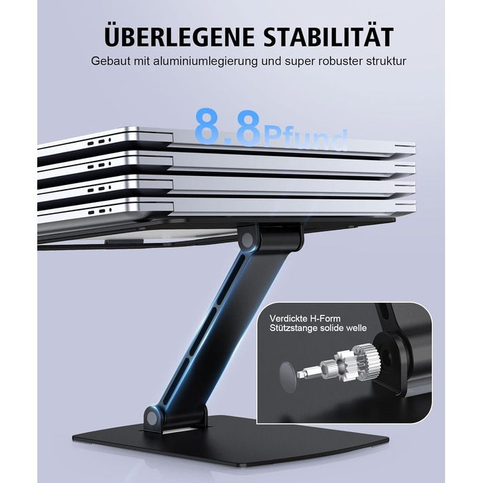 Підставка для ноутбука Glangeh регульована по висоті, ергономічна, портативна. Складана алюмінієва підставка для ноутбука та книг, сумісна з MacBook Air Pro (1016 дюймів), чорного кольору.