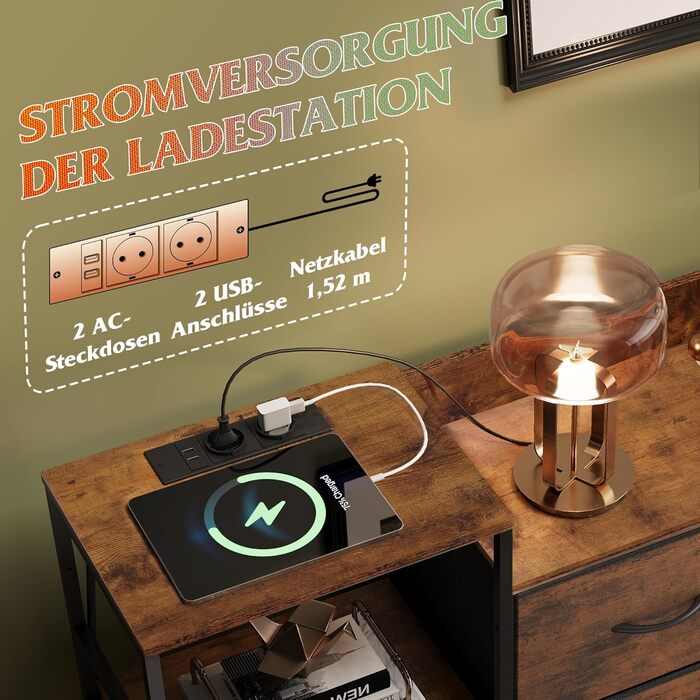 Комод WLIVE, 8 шухляд, тканинні шухляди з висувними полицями, для спальні, коридору, вітальні, дитячої кімнати (коричневий)