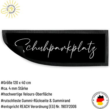 Декоративний килимок для дверей True Statements 120x40 см з написом Парковка для взуття - Надзвичайно тонкий килимок для дверей з нековзною підкладкою та велюровою поверхнею - Декоративний килимок для коридору та дому - Подарунок на новосілля Парковка для