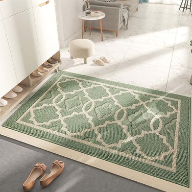 Килимок для прихожих у приміщенні, міцний низькопрофільний килимок, для використання спереду та ззаду, нековзний килимок для входу, можна прати, зелений (50x80 см) 50 x 80 см (прямокутний) зелений