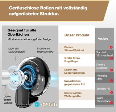 Офісний стілець 200 кг XXL, надзвичайно широке та надзвичайно товсте сидіння з пружинним сердечником, гумові ролики, регульована поперекова опора, безступінчасте блокування нахилу, ігровий та офісний поперекова подушка в комплекті Чорний - подушка сидіння