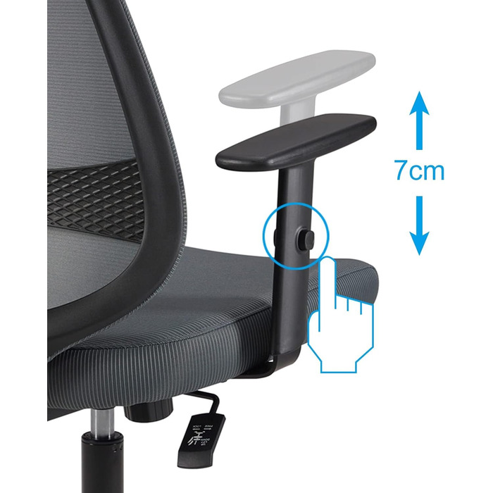 Ергономічне офісне крісло Storeo Basics, стілець для роботи з регульованими підлокітниками, поперекова підтримка, крісло керівника з сітчастої тканини, захисне для спини, легке складання, 63,5 x 58,4 x 91,4 см, сірий, без підголівника, сірий