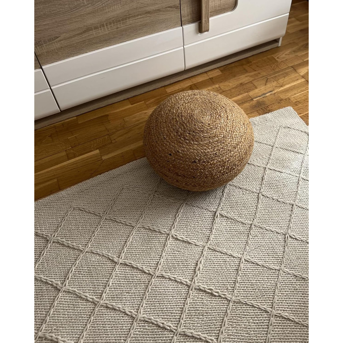 Пуф Beliani з натурального джуту бежевий ø 50 см круглий, з тифетту