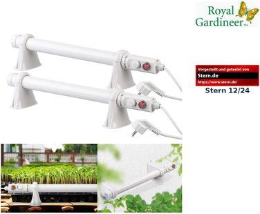 Комплект із 2 електричних стрижневих обігрівачів для теплиць, 55 Вт, 51 см, IP44 (нагрівальний стрижень, захист від замерзання з термостатом, зимовий захист)