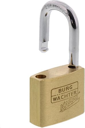 Замок навісний Burg-Wchter Karat 217 30/6, латунь, 5 мм, з ключем. Міцний, загартований, з захистом від зрізу дужки.