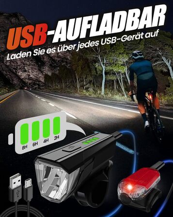 Набір світлодіодних велосипедних ліхтарів Tekwet, 100 люкс, водонепроникний, світлодіодний, чорний