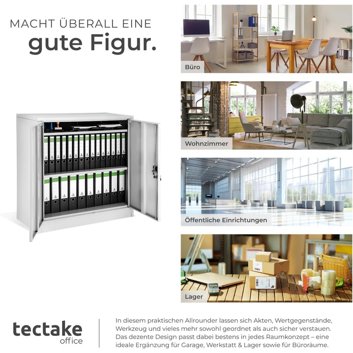 Картотечна шафа, що замикається, металева шафа з циліндричним замком безпеки, офісна шафа, що замикається, багатоцільова сталева шафа, 3 полиці з регульованою висотою, 90 x 40 x 90 см - сірий