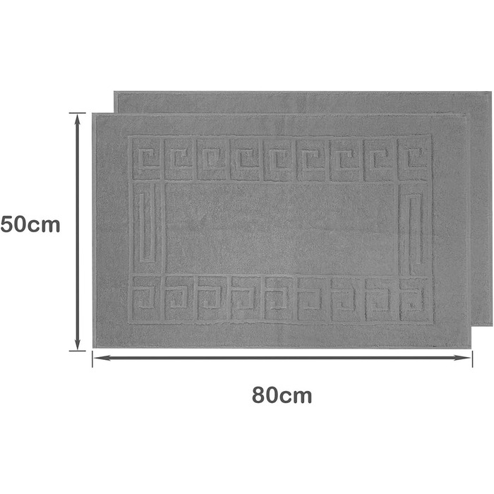 Комплект із 2 килимків для ванної зі 100 бавовняної махрової тканини Високоякісні килимки для ванної Надзвичайно мякі, вбирають вологу та можна прати в пральній машині Зроблено в Італії (Темно-сірий, 50 x 80 см) Темно-сірий 50 x 80 см