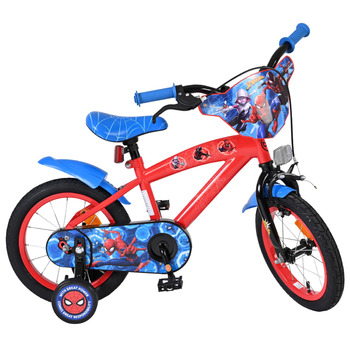 Дитячий велосипед Volare Spider-Man 14 дюймів 3,55 років Ручні та американські гальма, додаткові колеса, захист ланцюга, світловідбивачі Регульоване сідло Подарунок для хлопчиків та дівчаток