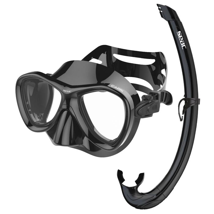 Комплект з маскою капрі та силіконовою трубкою для дорослих та підлітків, стандартний крій, чорний