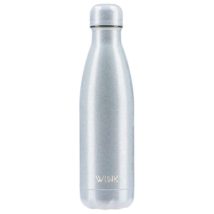 Термос WINK 500 мл з нержавіючої сталі Герметична та без бісфенолу А Ізольована пляшка для гарячих та холодних напоїв Дорожня пляшка з бавовняним чохлом Стильна та багаторазова Блискуче сріблястий колір
