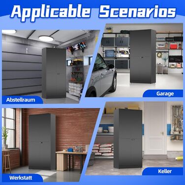 Шафа для документів, металева шафа, що замикається, багатоцільова шафа з кодовим замком, шафа для інструментів, регульовані полиці, гараж, комора, офіс, вітальня, 180 см x 80 см x 40 см, чорний