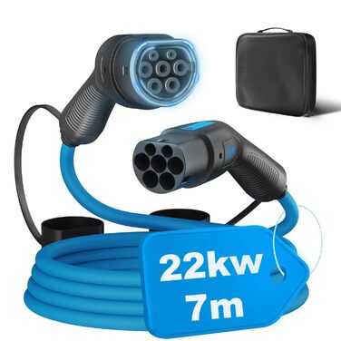 Тип 2 зарядний кабель для електромобілів 22кВт 7м з сумкою Зарядний кабель електромобіль тип 2 3-фазний для електромобіля IP55 Вод