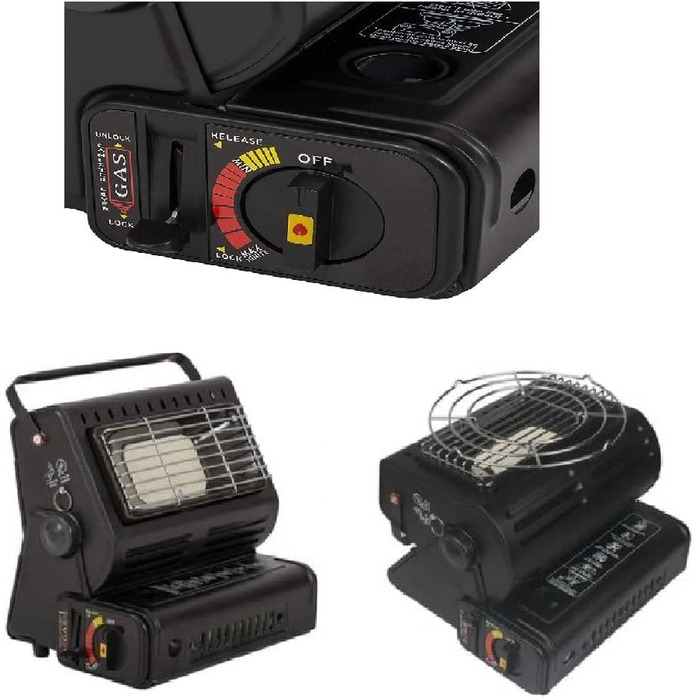 Газовий обігрівач для кемпінгу 1,3 кВт, газовий обігрівач для кемпінгу, обігрів намету + газові картриджі, комплект з 3 штук