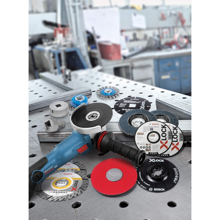Акумуляторна кутова шліфувальна машина Bosch Professional 18V System GWX 18V-10 з X-LOCK (Ø диска 125 мм, вкл. захисний кожух, дод