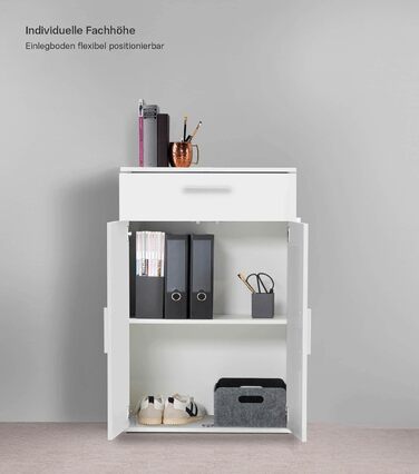 Багатофункціональна офісна шафа Mokebo Практична (60x90 см) з дерева, з шухлядою, картотекою, також підходить як шафа для взуття, шафа для передпокою або шафа для зберігання речей білого кольору, висота 90 см, білий -11