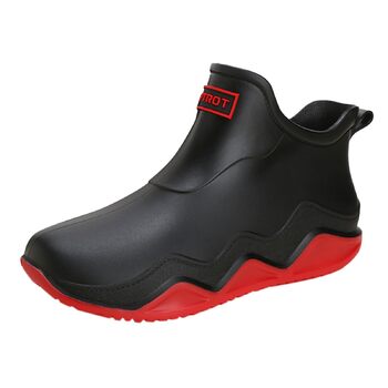 Гумові чоботи BILIKEYU для жінок та чоловіків, плоскі, нековзні, водонепроникні гумові чоботи для роботи, риболовлі, миття автомобіля, кухні, гумові чоботи, короткі чоботи, розмір 35, червоні