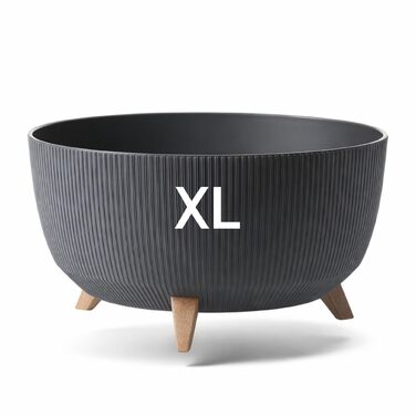 Квітковий горщик MELTOM з ніжками-вставкою, горщик для трав, еко-перероблений (антрацит, XL - 47 см) XL - 47 см антрацит