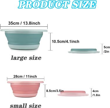 Складаний умивальник, 2 складні миски для миття посуду для вулиці, складний кемпінговий умивальник, багатоцільова чаша, 800 мл для подорожей/кемпінгу/кемперів/активного відпочинку на свіжому повітрі (синій та рожевий)