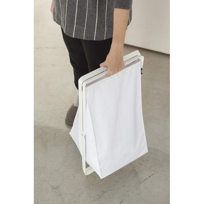 Кошик для білизни Yamazaki 2484 TOWER, білий, сталь/поліестер/поліпропілен, мінімалістичний, 30 x 36 x 64 см