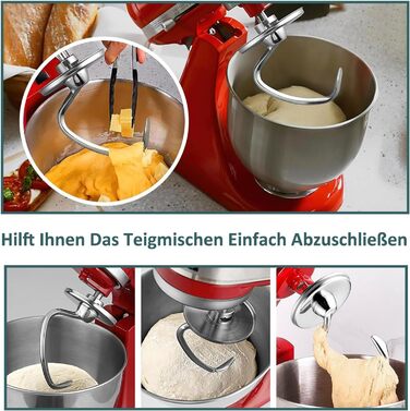 Гачок для тіста UAPPO для Kitchenaid 4.5-5QT Гачок для тіста з нержавіючої сталі Підставка для кухні Міксер Насадка Посудомийна машина Безпечні запасні частини Гачок для хліба KSM150 K45 K45SS KSM75 KSM175 Заміна